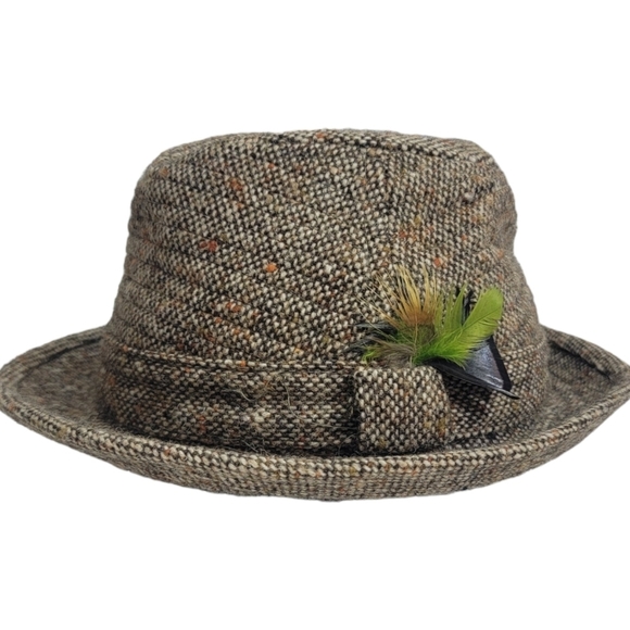 L.L.Bean Robbie vintage Women's size 7/57 Tweed Fedora Hat - Picture 2 of 5